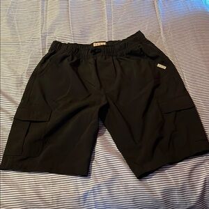 Weatherproof Black Cargo Shorts with Elastic Waistband
